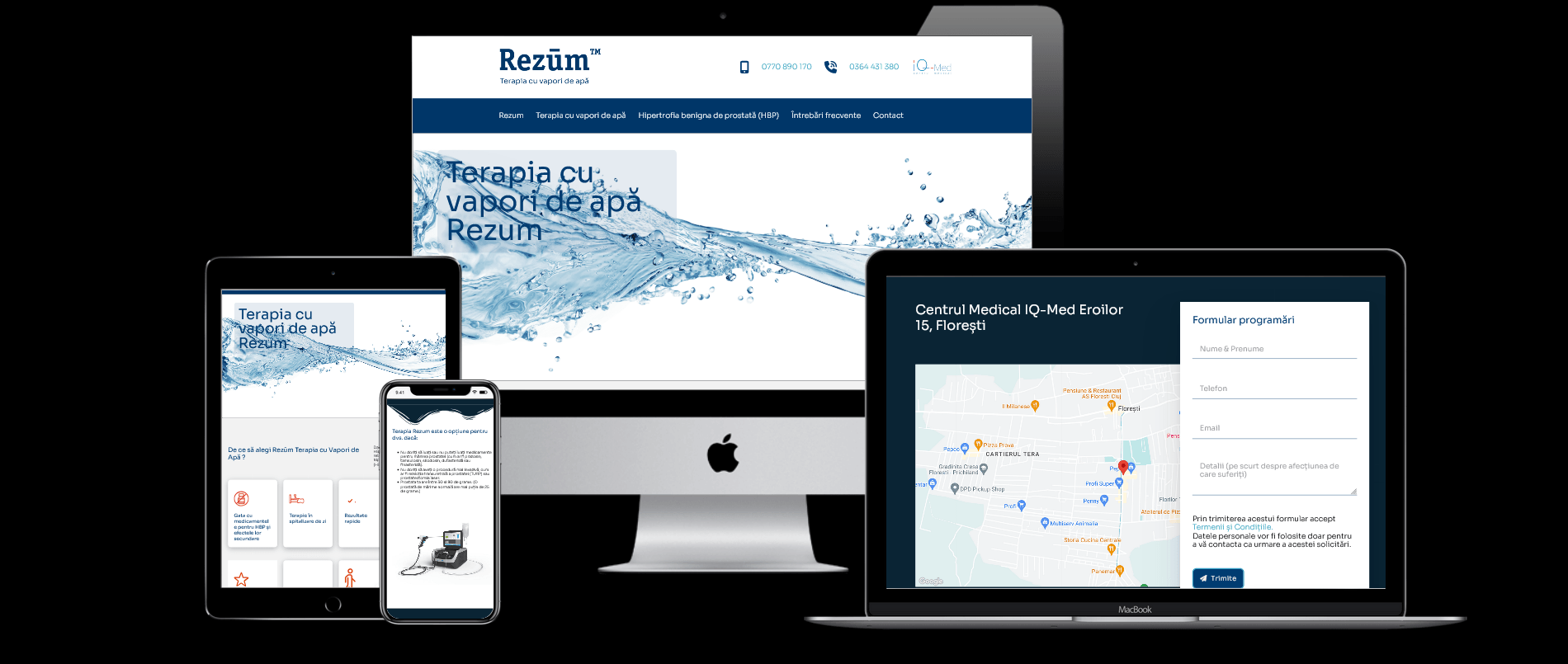 Site web Rezum — design responsive multi-device pentru clinică medicală