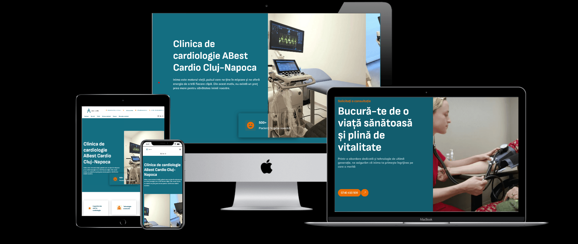 Site web Clinica Abest Cardio — design responsive multi-device pentru clinică de cardiologie
